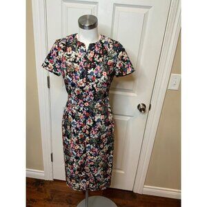 Erdem Raisa Dress Black Floral Short Sleeve Midi, Size 6